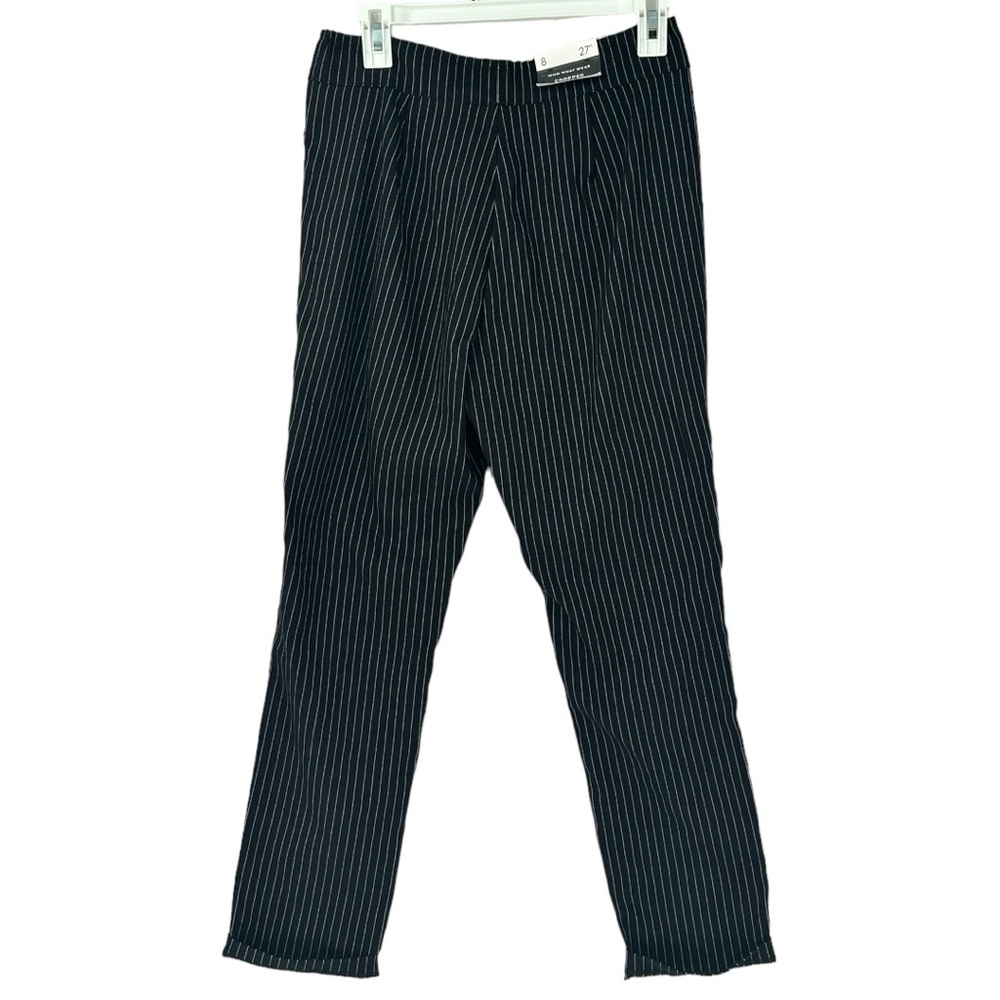 Who What Wear Women’s High Rise Stretch Cropped Pinstripe Pants Black/White Sz 8 - Picture 8 of 10